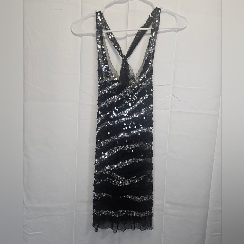 Wildcat Sequin Black and Silver Dress with Netting